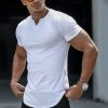 T-Shirts Et Debardeurs Pour Hommes LITB | Homme T Shirt Tee Couleur Unie Col V Plein Air Casual Manche Courte Vetement Tenue Mode Basique Classique Confortable