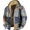 Sweats A Capuche Et Sweat-Shirts LITB | Bloc De Couleur Tartan Homme Du Quotidien 3D Effet Sweat A Capuche Zippe Vacances Sortie Sweats A Capuche Manche Longue Capuche Toison Hiver Designer Sweat A Capuche