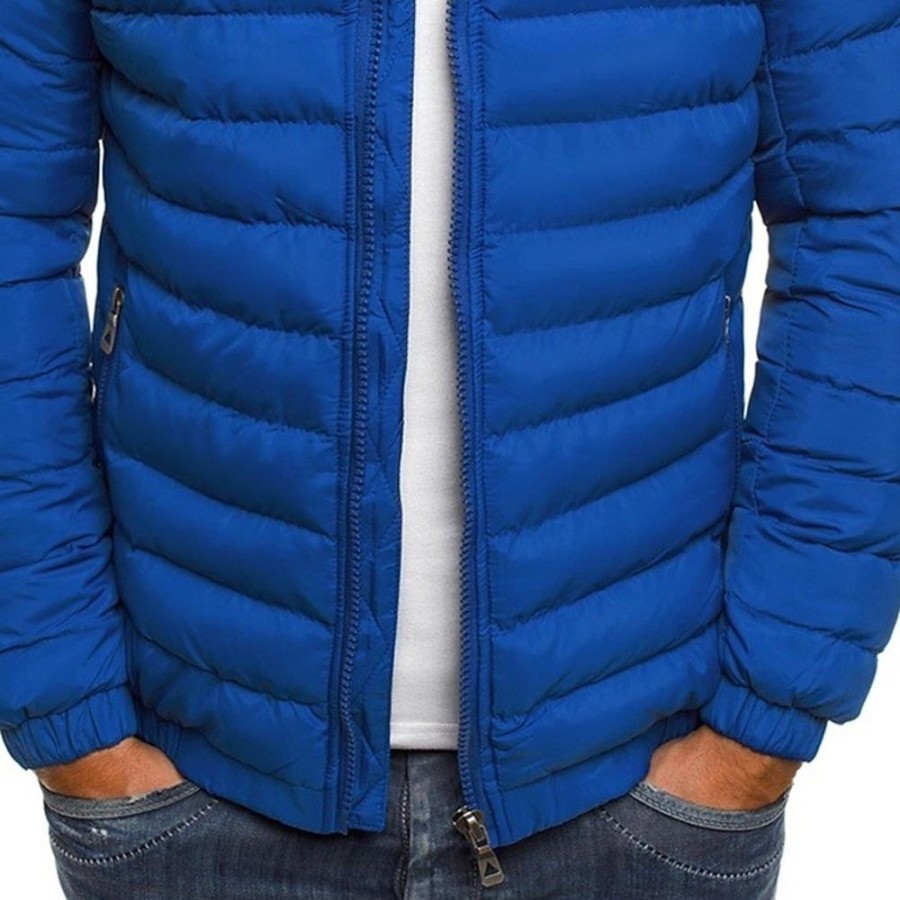 Vetements D'Exterieur Pour Hommes LITB | Homme Manteau D Hiver Doudoune Zippe Poche Polyester Poche Rendez-Vous Casual Quotidien Fin De Semaine Normal Garder Au Chaud Exterieur Pour Tous Les Jours Des Sports Hiver Plein Marine