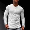 T-Shirts Et Debardeurs Pour Hommes LITB | Homme T Shirt Tee Chemise Henley Shirt T-Shirt Chemise A Manches Longues Plein Henley Plein Air Vacances Manche Longue Vetement Tenue Mode Design Basique