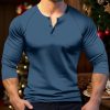 T-Shirts Et Debardeurs Pour Hommes LITB | Homme T Shirt Tee Chemise Henley Shirt T-Shirt Chemise A Manches Longues Plein Henley Plein Air Vacances Manche Longue Vetement Tenue Mode Design Basique