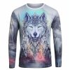 T-Shirts Et Debardeurs Pour Hommes LITB | Graphic Loup Mode Design Decontractees Homme 3D Effet T Shirt Tee Sport Exterieur Vacances Sortie T-Shirt Manche Longue Col Ras Du Cou Chemise Printemps & Automne Vetement Tenue S M L Xl 2Xl 3Xl Gris