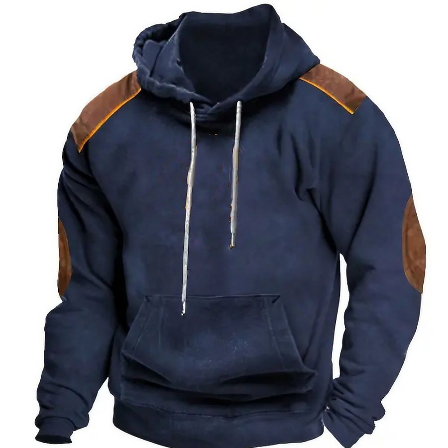 Sweats A Capuche Et Sweat-Shirts LITB | Homme Sweat A Capuche Capuche Bloc De Couleur Poche Sport & Loisir Du Quotidien Vacances Vetement De Rue Frais Decontractees Printemps & Automne Vetement Tenue Pulls Capuche Pulls Molletonnes Bleu