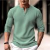 T-Shirts Et Debardeurs Pour Hommes LITB | Homme Chemise Henley Gaufree Chemise Henley Shirt T-Shirt Chemise A Manches Longues Plein Henley Plein Air Vacances Manche Longue Vetement Tenue Mode Design Basique