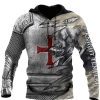 Sweats A Capuche Et Sweat-Shirts LITB | Homme Unisexe Sweat A Capuche Capuche Chevaliers Templiers Imprimes Photos Croix Imprimer Du Quotidien Des Sports 3D Effet Vetement De Rue Design Casual Printemps & Automne Vetement Tenue Pulls Gris