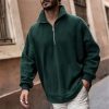 Sweats A Capuche Et Sweat-Shirts LITB | Homme Sweat Shirt Sweat-Shirt Quart De Fermeture Eclair Demi Fermeture Eclair Plein Poche Sport & Loisir Du Quotidien Vacances Vetement De Rue Basique Decontractees Printemps & Automne Vetement Vert