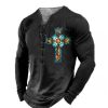 T-Shirts Et Debardeurs Pour Hommes LITB | Graphic Croix Foi Du Quotidien Retro Vintage Exterieur Homme 3D Effet T Shirt Tee Casual Vacances Sortie T-Shirt Manche Longue Col Chemise Printemps & Automne Vetement Tenue S M L Xl