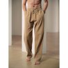 Boutique De Linge LITB | 40% Lin Homme Pantalon En Lin Pantalon Pantalon De Travail Pantalon De Plage Poche Cordon Taille Elastique Plein Confort Doux Du Quotidien Fin De Semaine Vetement De Rue Decontractees