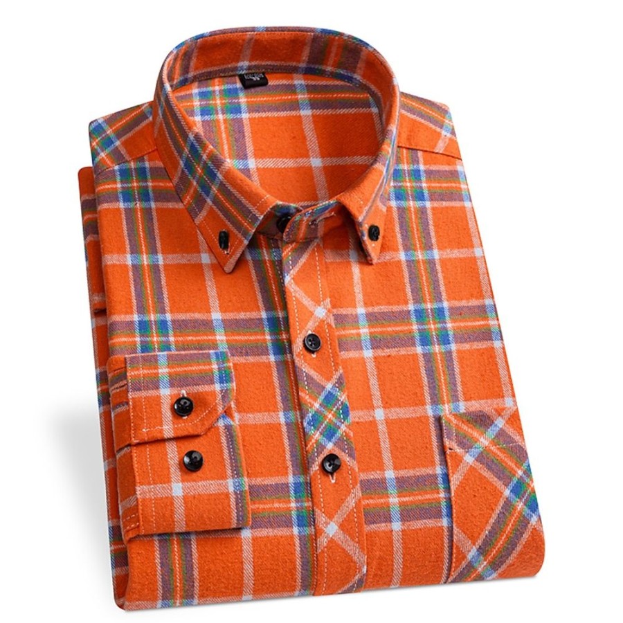 Chemises Pour Hommes LITB | Homme Fonce Manche Longue Plaid / Raye / Chevron Col De Chemise Toutes Les Saisons Bureau Et Carriere Usage Quotidien Vetement Tenue Croix