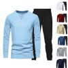 T-Shirts Et Debardeurs Pour Hommes LITB | Homme Costumes T-Shirt Survetement Chemise De Tennis T-Shirts Et Pantalons Longs A Cordon Plein Col V Usage Quotidien Vacances Manche Longue 2 Pieces Vetement Tenue Justaucorps Gymnastiques