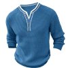 T-Shirts Et Debardeurs Pour Hommes LITB | Homme T Shirt Tee Chemise Henley Gaufree Chemise Henley Shirt T-Shirt Chemise A Manches Longues Bloc De Couleur Henley Plein Air Vacances Manche Longue Patchwork Vetement Tenue Mode Design Basique