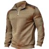 T-Shirts Et Debardeurs Pour Hommes LITB | Homme T Shirt Tee Chemise Gaufree Demi-Chemise Zippee T-Shirt Chemise A Manches Longues Bloc De Couleur Quarter Zip Plein Air Vacances Manche Longue Patchwork Vetement Tenue Mode Design Basique Marron