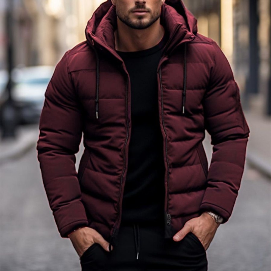 Vetements D'Exterieur Pour Hommes LITB | Homme Manteau D Hiver Doudoune Zippe Poche Polyester Poche Rendez-Vous Casual Quotidien Fin De Semaine Normal Garder Au Chaud Exterieur Pour Tous Les Jours Des Sports Hiver Plein Marine