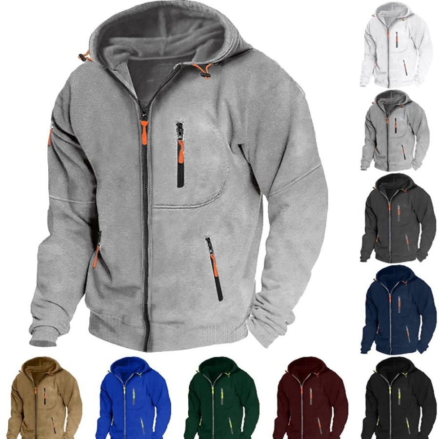 Sweats A Capuche Et Sweat-Shirts LITB | Homme Sweat A Capuche Sweat A Capuche Zippe Sweat A Capuche En Molleton Capuche Plein Zippe Poche Sport & Loisir Du Quotidien Vacances Vetement De Rue Frais