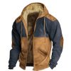 Sweats A Capuche Et Sweat-Shirts LITB | Homme Sweat A Capuche Zippe Veste Capuche Veste De Survetement Sherpa Flou Clair. Capuche Bloc De Couleur Sport & Loisir Du Quotidien Vacances Vetement De Rue Frais