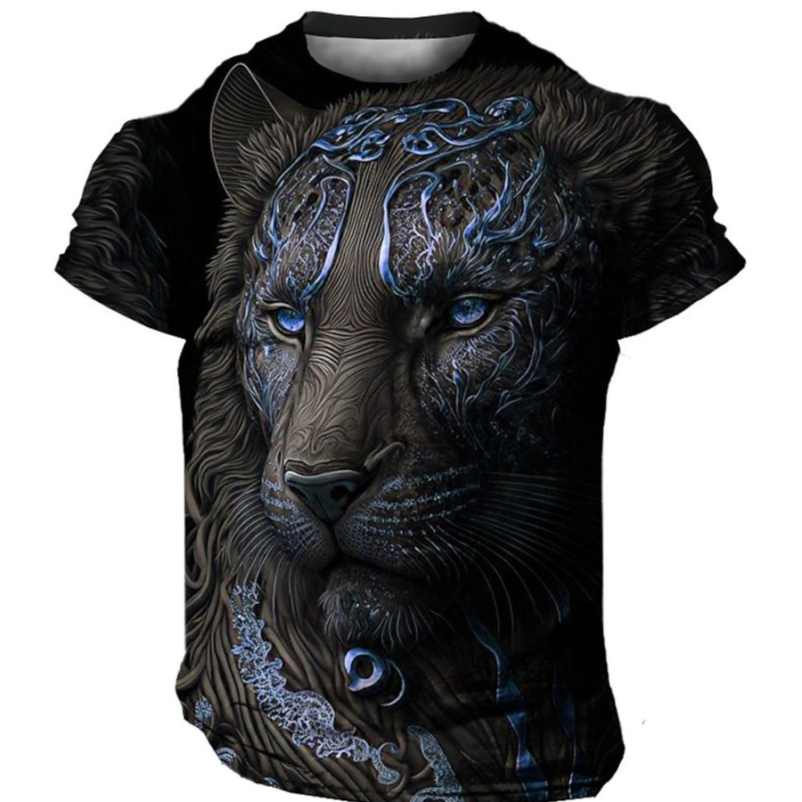 T-Shirts Et Debardeurs Pour Hommes LITB | Homme T Shirt Tee Graphic Animal Tigre Col Ras Du Cou Vetement Tenue 3D Effet Exterieur Du Quotidien Manche Courte Imprimer Mode Design Retro Vintage