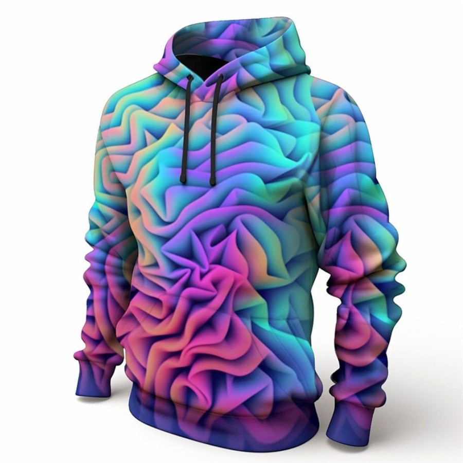 Sweats A Capuche Et Sweat-Shirts LITB | Graphic Bloc De Couleur Homme Mode 3D Effet Sweat A Capuche Sport Exterieur Vacances Vetement De Rue Sweats A Capuche Manche Longue Capuche Imprimer Poche Avant Printemps & Automne