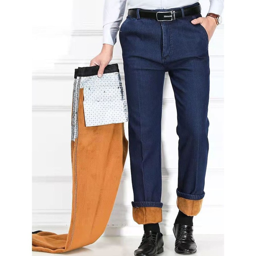 Bas Pour Hommes LITB | Homme Jeans Pantalon En Molleton Pantalon Pantalons En Denim Poche Plein Confort Respirable Exterieur Du Quotidien Sortie Melange De Coton Mode Decontractees