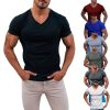 T-Shirts Et Debardeurs Pour Hommes LITB | Homme T Shirt Tee Col V Ete Manches Courtes Couleur Unie Col V Plein Air Casual Vetements Basique Casual Mode