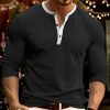 T-Shirts Et Debardeurs Pour Hommes LITB | Homme T Shirt Tee Chemise Henley Shirt T-Shirt En Velours T-Shirt Chemise A Manches Longues Bloc De Couleur Henley Noel Vacances Manche Longue Patchwork Vetement Tenue Mode Design Basique