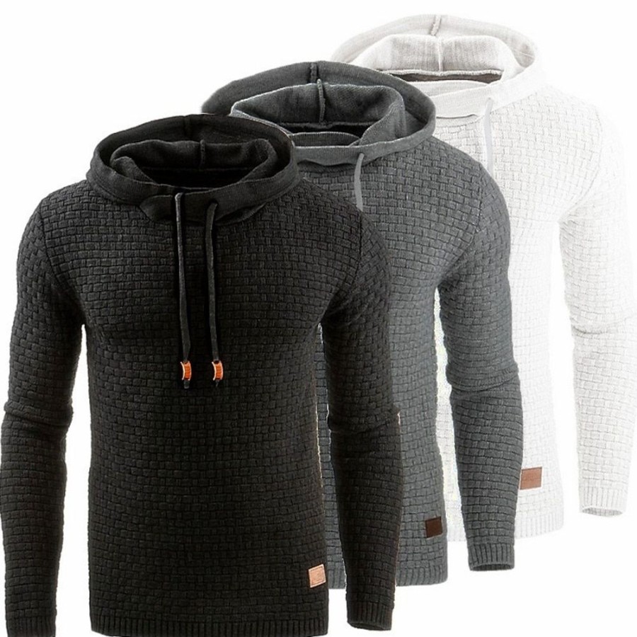 Sweats A Capuche Et Sweat-Shirts LITB | Homme Sweat A Capuche Argente Capuche Couleur Unie Plein Des Sports Vetement De Rue Design Hiver Vetement Tenue Pulls Capuche Pulls Molletonnes Manche Longue