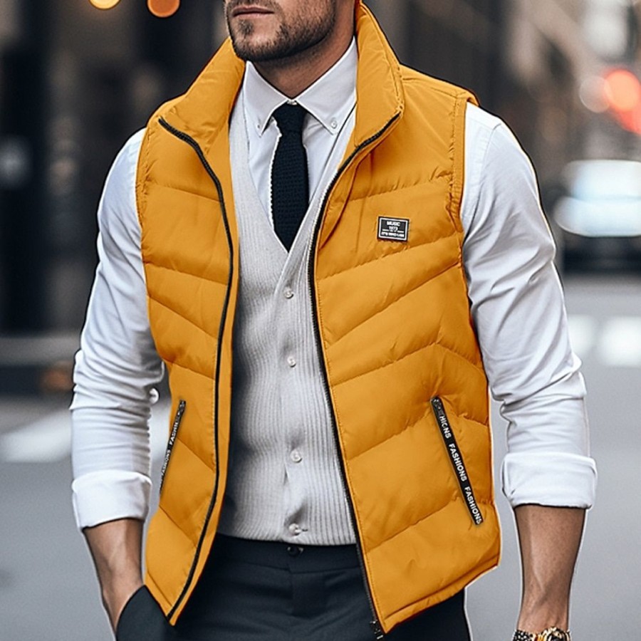 Vetements D'Exterieur Pour Hommes LITB | Homme Manteau D Hiver Gilet Matelasse Poche Bureau Et Carriere Rendez-Vous Casual Quotidien Exterieur Pour Tous Les Jours Des Sports Hiver Plein Doudoune