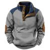 Sweats A Capuche Et Sweat-Shirts LITB | Homme Sweat Shirt Col Mao Plein Patchwork Poche Bloc De Couleur Sport & Loisir Du Quotidien Vacances Retro Vintage Vetement De Rue Basique Printemps & Automne Vetement Tenue Pulls Capuche Pulls Gris