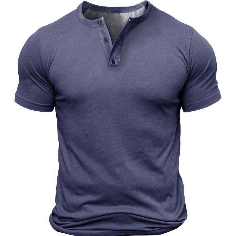 T-Shirts Et Debardeurs Pour Hommes LITB | Chemise Henley Shirt Tee Mastermodel T Shirt Tee Homme Couleur Unie Grande Taille Henley Bouton Bas Manches Courtes Du Quotidien Des Sports Exterieur Standard Polyester Design Basique Casual/Ete/Ete