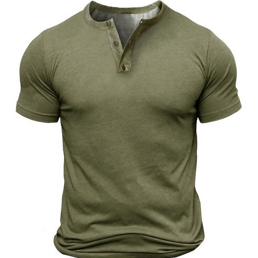 T-Shirts Et Debardeurs Pour Hommes LITB | Chemise Henley Shirt Tee Mastermodel T Shirt Tee Homme Couleur Unie Grande Taille Henley Bouton Bas Manches Courtes Du Quotidien Des Sports Exterieur Standard Polyester Design Basique Casual/Ete/Ete