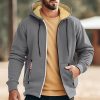 Sweats A Capuche Et Sweat-Shirts LITB | Homme Sweat A Capuche Sweat A Capuche Zippe Sweat A Capuche En Molleton Lin Sherpa Roi Capuche Plein Zippe Sport & Loisir Du Quotidien Vacances Retro Vintage Vetement De