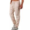 Bas Pour Hommes LITB | Homme Pantalon En Lin Pantalon Pantalons D Ete Pantalon De Plage Cordon Taille Elastique Jambe Droite Plein Confort Exterieur Casual Du Quotidien Melange De Lin & Coton Basique Vetement De Rue