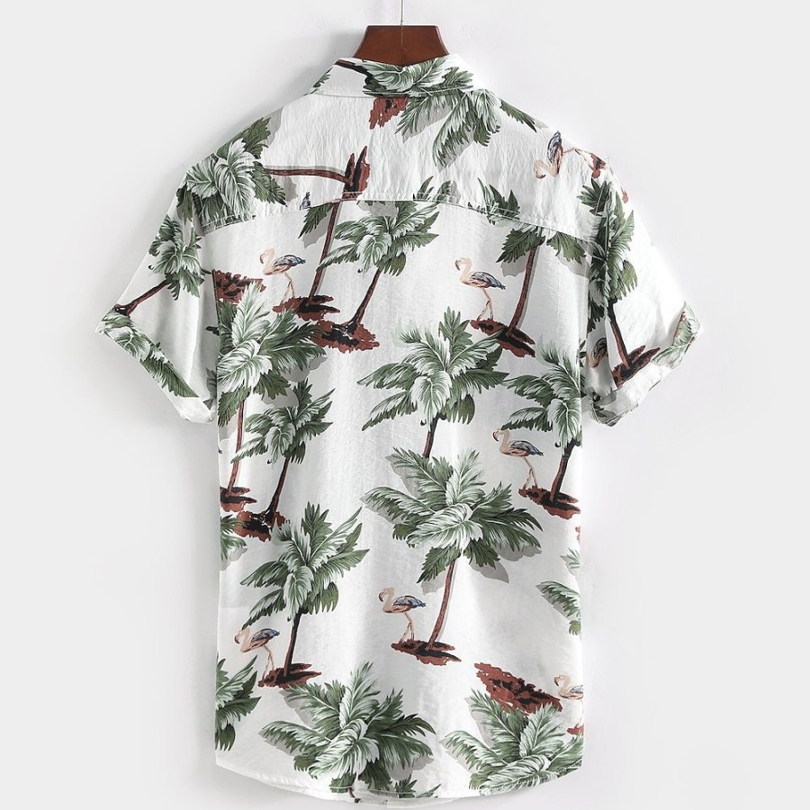 Chemises Pour Hommes LITB | Homme Chemise Chemise Hawaienne Graphic Cocotier Hawaiian Aloha Design Col Exterieur Plein Air Manche Courte Bouton Bas Vetement Tenue Hawaien Design