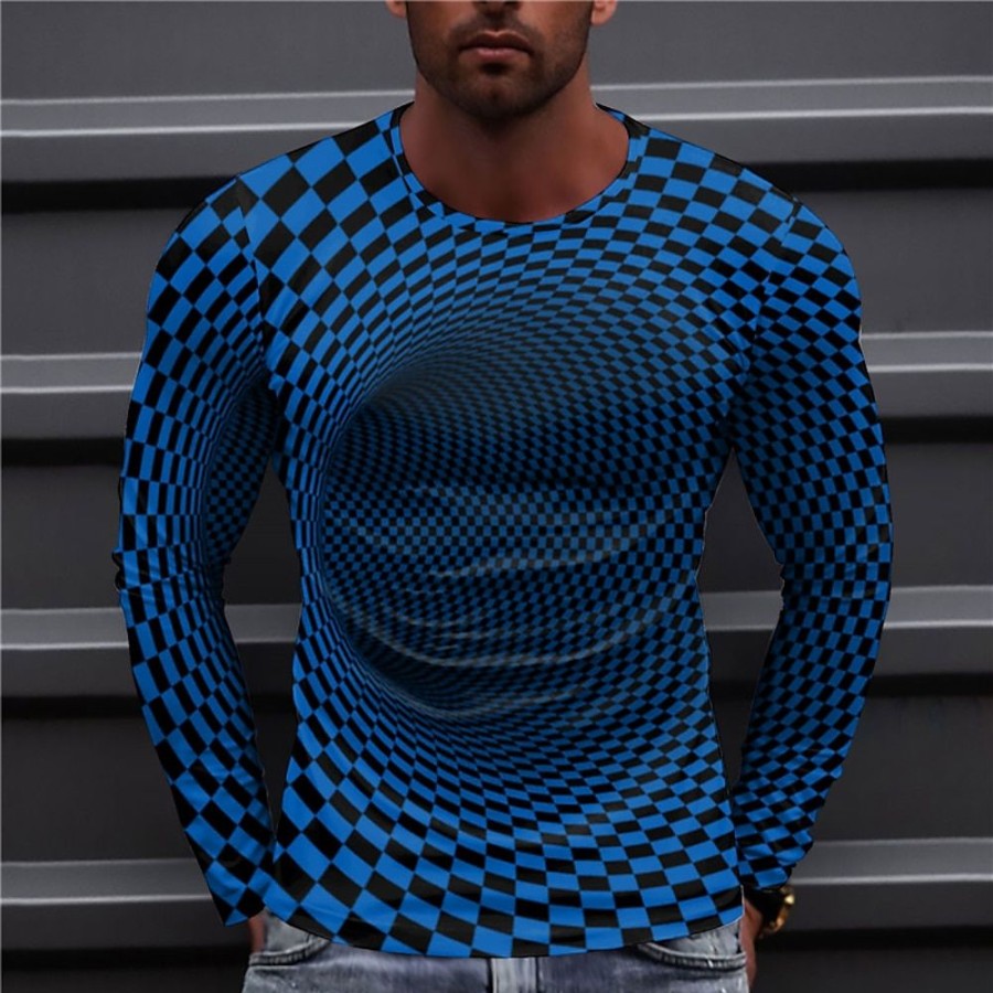 T-Shirts Et Debardeurs Pour Hommes LITB | Graphic Geometrique Mode Design Decontractees Homme 3D Effet T Shirt Tee Sport Exterieur Vacances Sortie T-Shirt Manche Longue Col Ras Du Cou Chemise Printemps & Automne Vetement