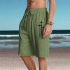 Bas Pour Hommes LITB | Homme Short Short D Ete Short De Plage Imprimer Cordon Taille Elastique Croix Confort Respirable Court Exterieur Vacances Sortie Melange De Coton Hawaien Decontractees