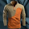 T-Shirts Et Debardeurs Pour Hommes LITB | Homme T Shirt Tee T-Shirt Chemise A Manches Longues Bloc De Couleur Quarter Zip Plein Air Vacances Manche Longue Patchwork Vetement Tenue Retro Vintage Design Basique