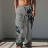 Boutique De Linge LITB | Animal Loup Retro Vintage Homme Pantalon En Lin Pantalon Exterieur Usage Quotidien Vetement De Rue Coton Lin S M L Taille Mediale Elasticite Pantalon