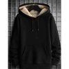 Sweats A Capuche Et Sweat-Shirts LITB | Homme Sweat A Capuche Lin Sherpa Capuche Plein Poche Sport & Loisir Du Quotidien Vacances Vetement De Rue Frais Decontractees Automne Hiver Vetement Tenue Pulls Capuche Pulls Molletonnes Noir