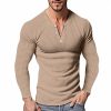 T-Shirts Et Debardeurs Pour Hommes LITB | Homme T Shirt Tee Chemise Gaufree Demi-Chemise Zippee T-Shirt Chemise A Manches Longues Plein Quarter Zip Plein Air Vacances Manche Longue Vetement Tenue Mode Design Basique