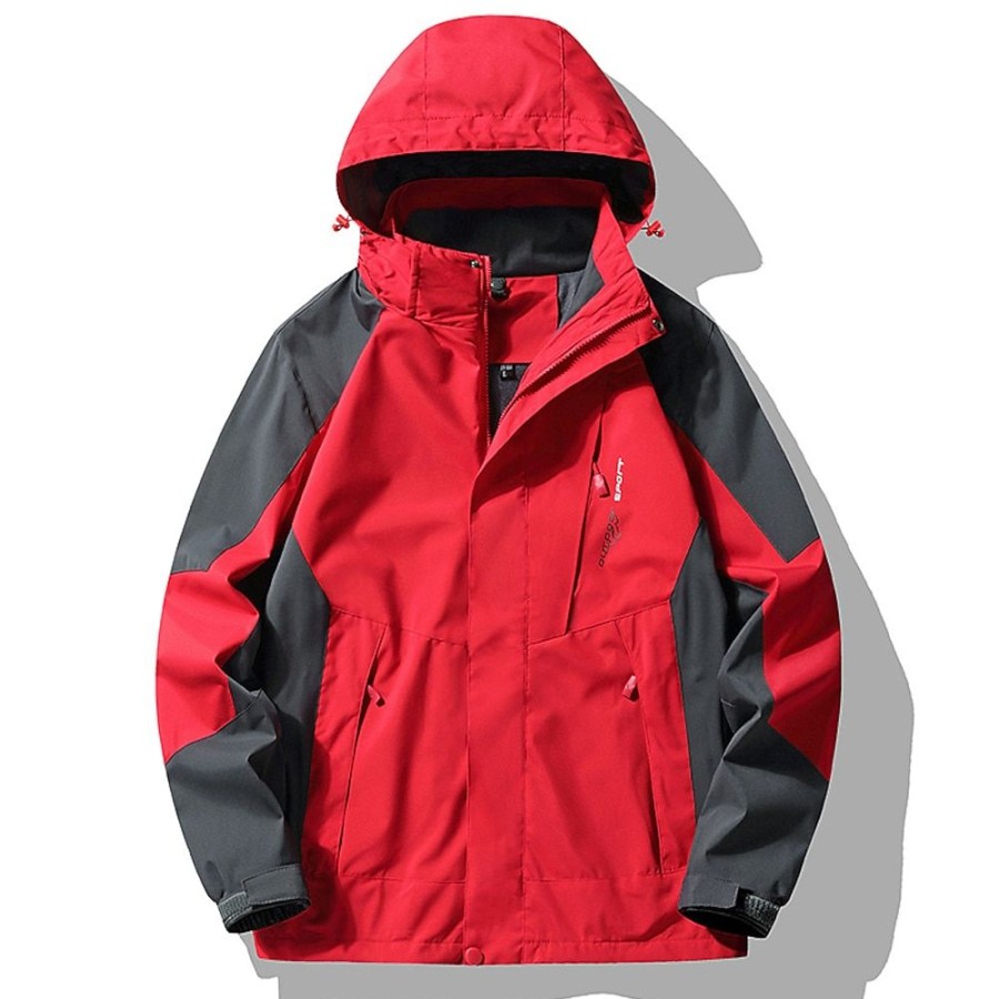 Vetements D'Exterieur Pour Hommes LITB | Homme Veste D Exterieur Impermeable Veste Coupe-Vent Exterieur Usage Quotidien Chaud Automne Hiver Bloc De Couleur Mode Vetement De Rue Capuche Normal Veste