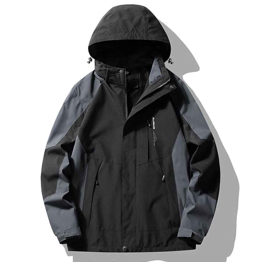 Vetements D'Exterieur Pour Hommes LITB | Homme Veste D Exterieur Impermeable Veste Coupe-Vent Exterieur Usage Quotidien Chaud Automne Hiver Bloc De Couleur Mode Vetement De Rue Capuche Normal Veste