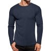 T-Shirts Et Debardeurs Pour Hommes LITB | Homme T Shirt Tee T-Shirt En Tricot T-Shirt Chemise A Manches Longues Plein Bande De Fosse Col Ras Du Cou Plein Air Vacances Manche Longue A Cotes Vetement Tenue Mode Design Basique