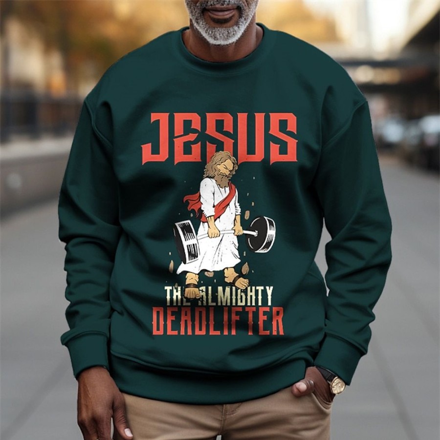 Sweats A Capuche Et Sweat-Shirts LITB | Graphic Jesus Homme Mode 3D Effet Sweat A Capuche Vacances Sortie Vetement De Rue Sweats Col Ras Du Cou Imprimer Printemps & Automne Designer Sweat A Capuche