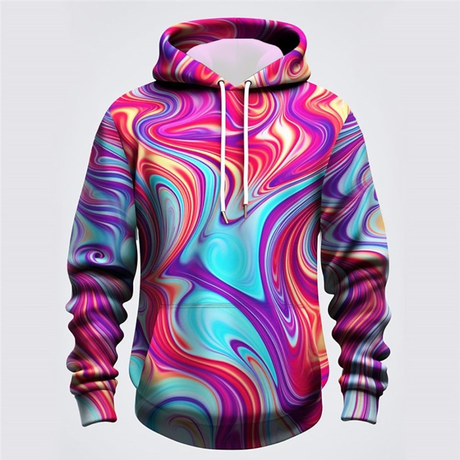 Sweats A Capuche Et Sweat-Shirts LITB | Graphic Abstrait Homme Mode 3D Effet Sweat A Capuche Sport Exterieur Vacances Vetement De Rue Sweats A Capuche Manche Longue Capuche Imprimer Poche Avant Printemps & Automne Designer