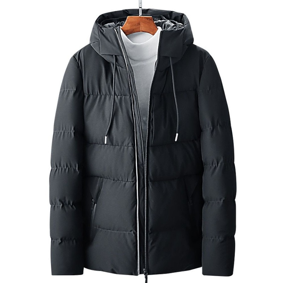 Vetements D'Exterieur Pour Hommes LITB | Homme Manteau D Hiver Veste D Hiver Doudoune Veste Matelassee Poche Poche Zippee Sortie Casual Quotidien Randonnee Coupe Vent Chaud Hiver Couleur Monochrome Doudoune