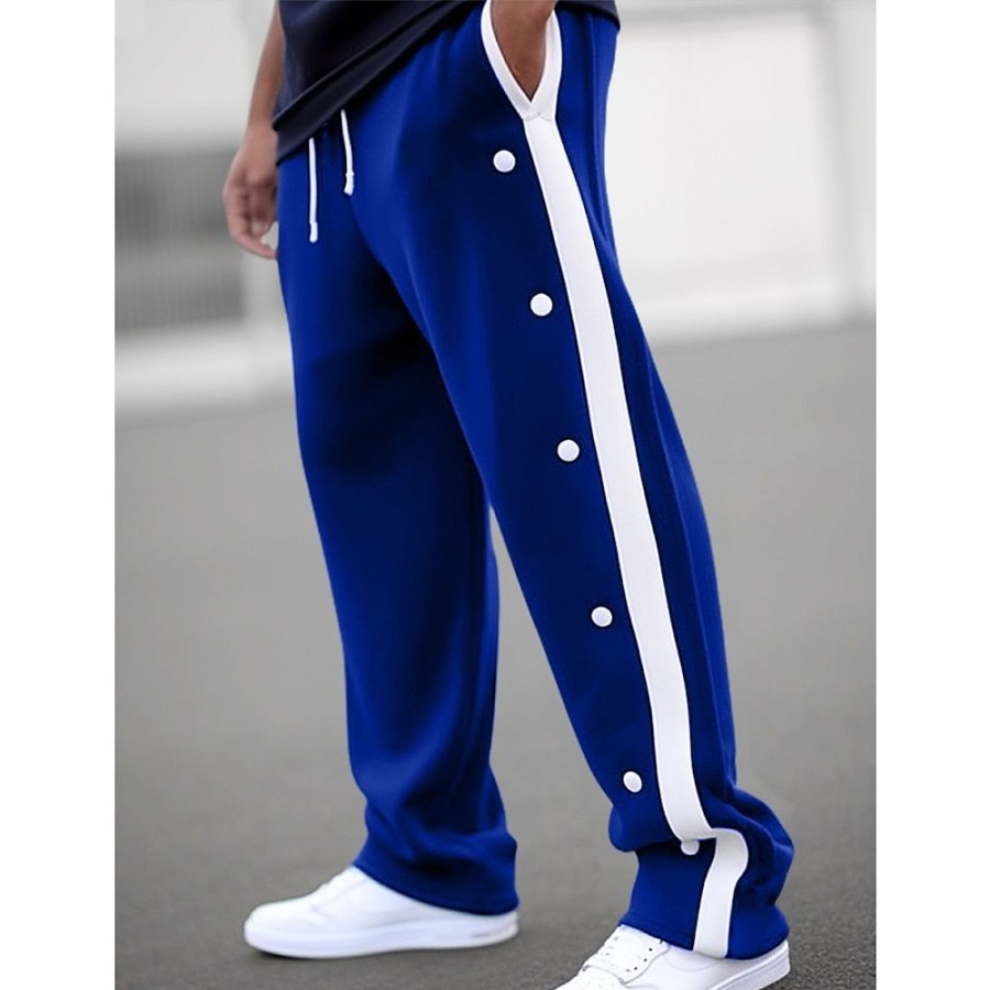 Bas Pour Hommes LITB | Homme Joggings Pantalon De Survetement A Jambe Large Pantalon Jogger Pantalon Pantalon De Survetement A Jambe Droite Cordon Taille Elastique Bouton Lateral Plein Confort Respirable Exterieur Du