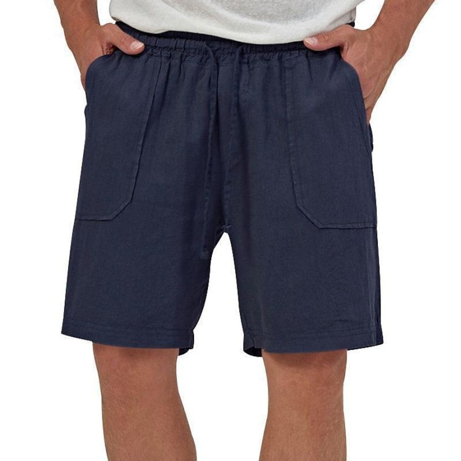 Bas Pour Hommes LITB | Homme Short Short En Lin Short D Ete Cordon Taille Elastique Jambe Droite Plein Confort Respirable Court Casual Du Quotidien Vacances Melange De Lin & Coton Mode Style Classique