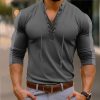 T-Shirts Et Debardeurs Pour Hommes LITB | Homme Chemise Henley Shirt T-Shirt Mosaique Henley Plein Air Vacances Manche Longue Lacet Vetement Tenue Mode Design Basique