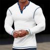 T-Shirts Et Debardeurs Pour Hommes LITB | Homme T Shirt Tee Chemise Henley Shirt T-Shirt Chemise A Manches Longues Manches Raglan Henley Plein Air Vacances Manche Longue Patchwork Vetement Tenue Mode Design Basique