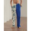 Boutique De Linge LITB | Homme Pantalon En Lin Pantalon Pantalon Ete Pantalon De Plage Cordon Taille Elastique Impression 3D Cocotier Imprimes Photos Confort Casual Du Quotidien Vacances Melange De Lin & Coton 20% Lin