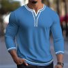 T-Shirts Et Debardeurs Pour Hommes LITB | Homme T Shirt Tee Chemise Henley Shirt T-Shirt Chemise A Manches Longues Plein Henley Plein Air Vacances Manche Longue Patchwork Vetement Tenue Mode Design Basique